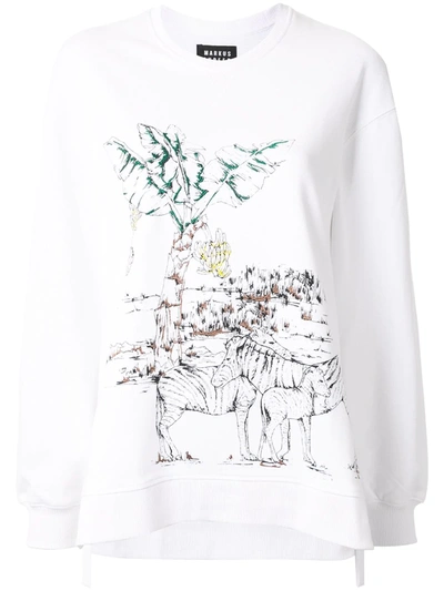 Markus Lupfer Zebra Print Sweatshirt In White