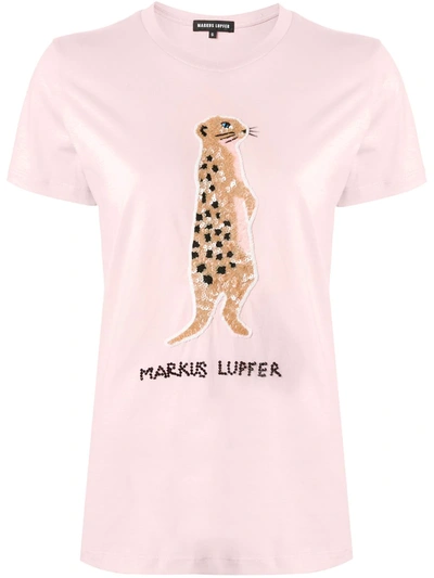 Markus Lupfer Embellished Meerkat T-shirt In Pink