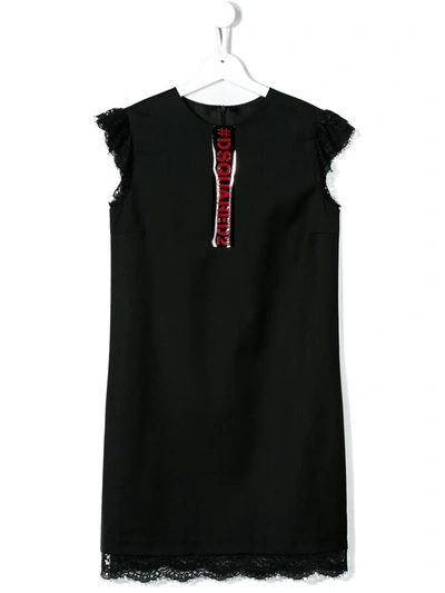 Dsquared2 Kids' Lace And Logo Dress In Black