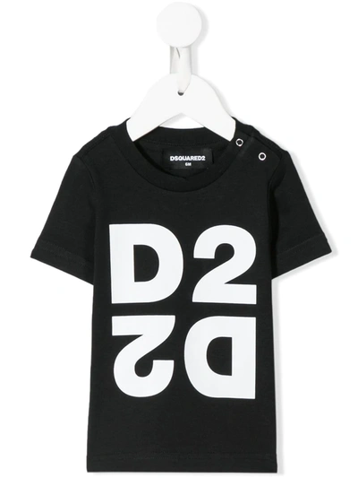 Dsquared2 Babies' D2 Logo Print T-shirt In Black