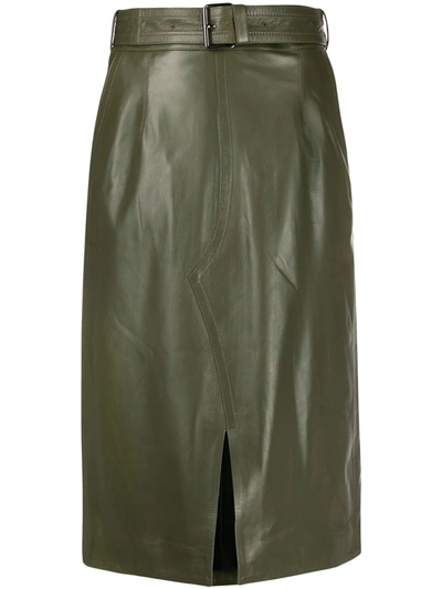 Marni High-waist Belted Skirt In Green