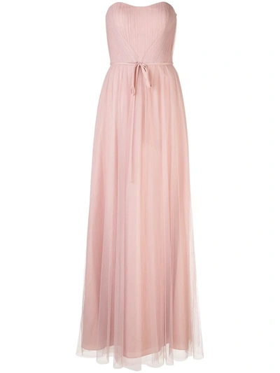 Marchesa Notte Bridesmaids Strapless Tulle Long Bridesmaid Gown In Pink