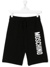 Moschino Kids' Jersey Logo Shorts In Black