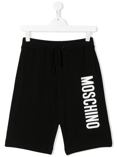 Moschino Kids' Jersey Logo Shorts In Black