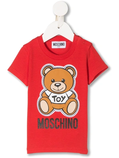Moschino Babies' Teddy Bear-print Short-sleeved T-shirt In Red