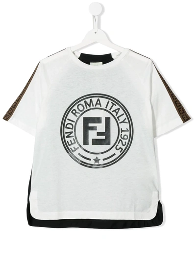 Fendi Teen Logo Printed T-shirt In White