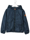 Save The Duck Kids' Logo Patch Hooded Jacket In Blue