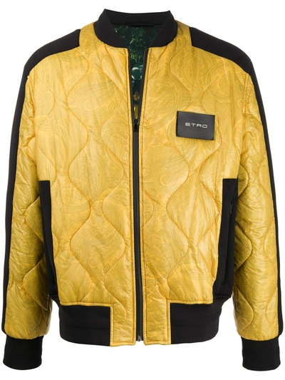 Etro Paisley Print Bomber Jacket In Yellow