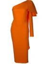 Alex Perry Wade One-shoulder Dress In Orange