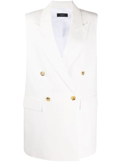Joseph Sleeveless Double Breasted Jacket In White