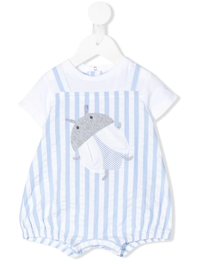 Il Gufo Babies' Striped Dungarees In Blue