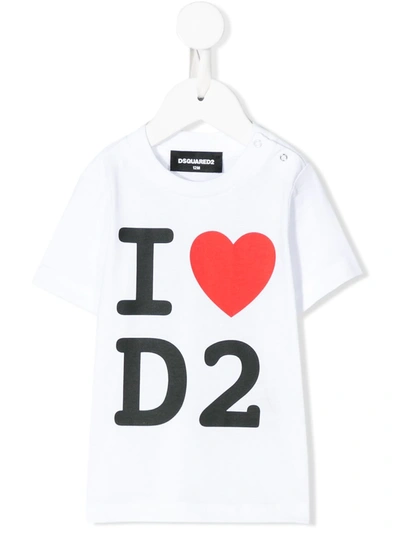 Dsquared2 White T-shirt For Babyboy With Logo And Heart