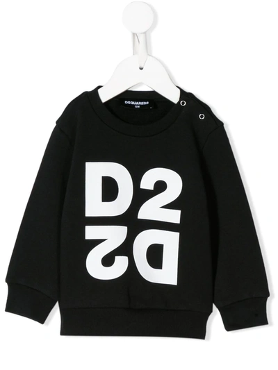 Dsquared2 Babies' Logo Print Crew Neck Sweatshirt In Black