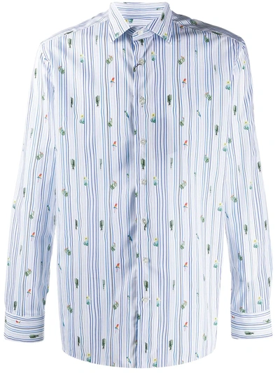 Etro Striped Mexican Print Shirt In White