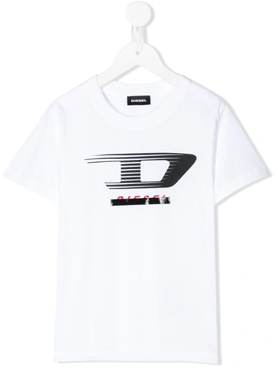 Diesel Kids' Logo Print Short-sleeve T-shirt In White