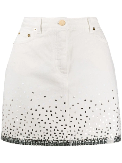 Alberta Ferretti Sequin Embroidered Mini Skirt In White