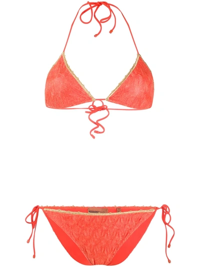 Missoni Side Tied Bikini Set In Orange