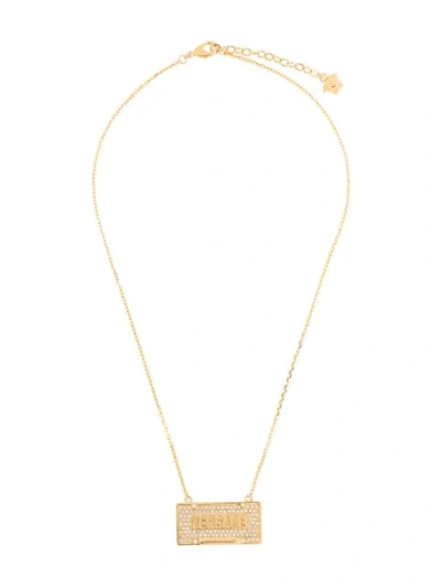 Versace Logo Plaque Necklace In Gold