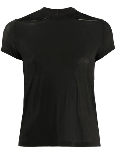 Rick Owens Cutout-detail Semi Sheer T-shirt In Black