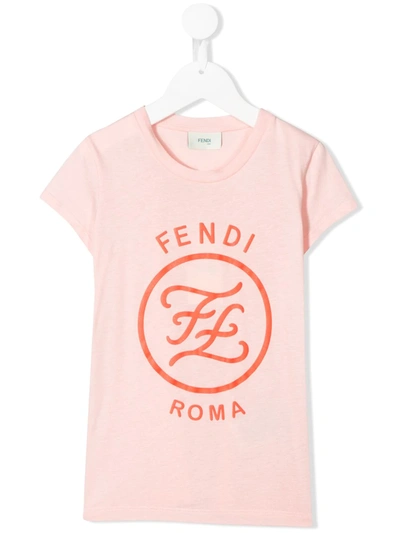 Fendi Kids' Logo Print T-shirt In Wg Dolly