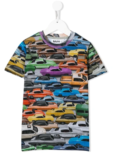 Molo Kids' Cars Printed T-shirt In Green