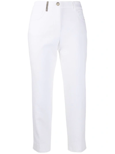 Peserico High-waisted Cropped Trousers In White