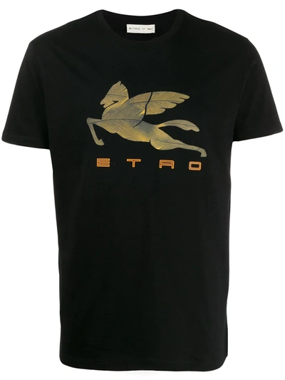 Etro Graphic Logo Jersey T-shirt In Black