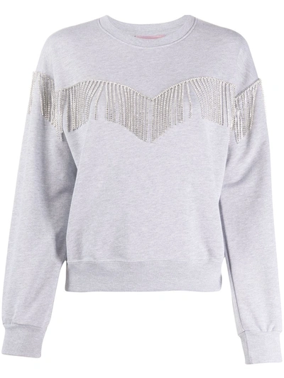 Chiara Ferragni Embellished-fringe Sweatshirt In Grey