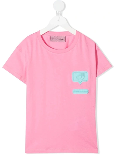 Chiara Ferragni Kids' Eyelike Crew-neck T-shirt In Pink