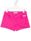 Msgm Kids' Low-rise Branded Shorts In Fuchsia