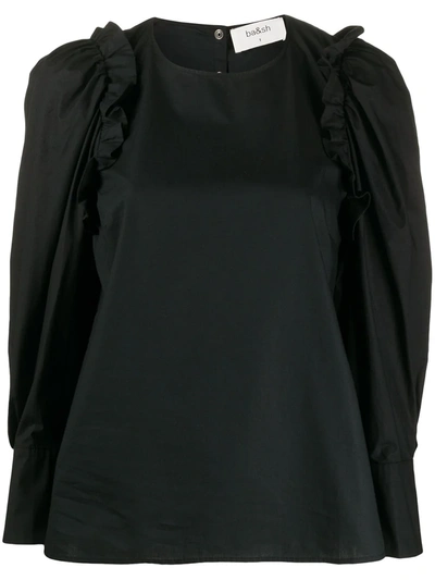 Ba&sh Passion Puffed-shoulder Cotton Blouse In Black