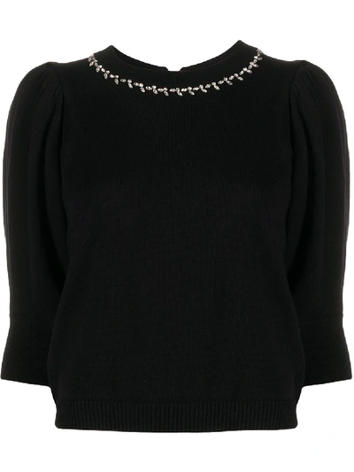 Ba&sh Nea Cropped Sleeve Jumper In Black