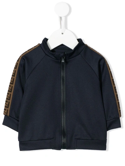 Fendi Babies' Zipped Up Ff Motif Jacket In Blue