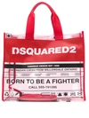 Dsquared2 Logo Detail Transparent Tote Bag In Red