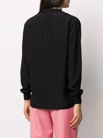 Givenchy Logo Print Tied Neck Blouse In Black
