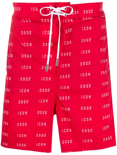 Dsquared2 Icon Logo Swimming Shorts In Red