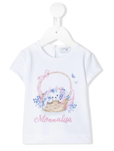 Monnalisa Babies' Bunny Print T-shirt In White