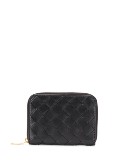 Bottega Veneta Womens Black Gold Intrecciato Woven Leather Purse