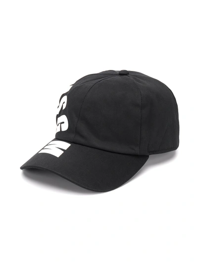 Msgm Kids' Logo Print Baseball Cap In Black