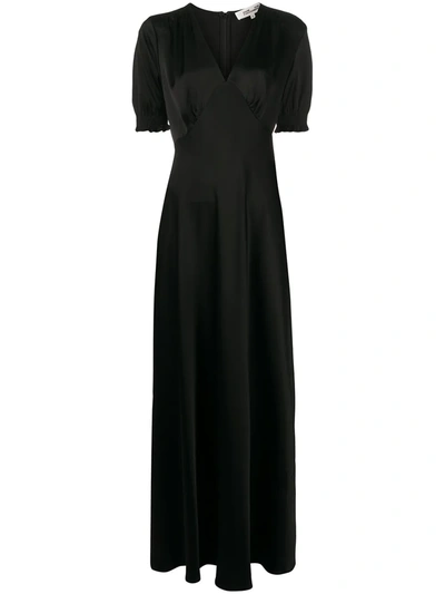 Diane Von Furstenberg V-neck Long Dress In Black