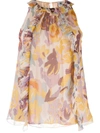 M Missoni Floral Print Sleeveless Blouse In Yellow