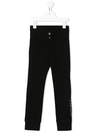 Givenchy Kids' Front Button Logo Band Trousers In Black