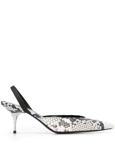 Ermanno Scervino Snakeskin Print Slingback Pumps In White