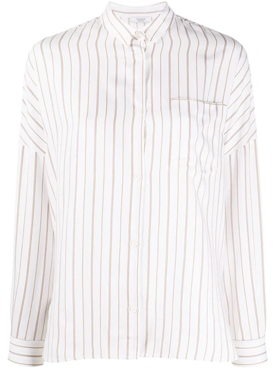 Peserico Striped Long-sleeved Blouse In White