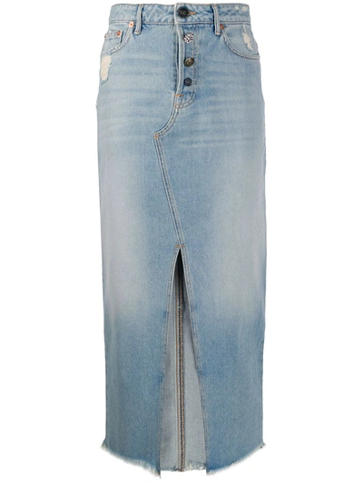 Semicouture Denim Midi Skirt In Blue