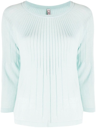 Antonio Marras Ribbed 3/4 Sleeves Pullover In Blue