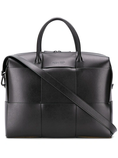 Bottega Veneta Maxi Weave Briefcase In Black