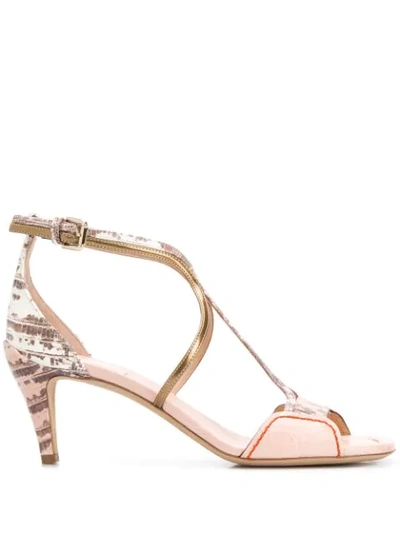 Chloé Python-effect Strappy Sandals In Pink