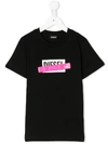 Diesel Teen Tape Detail Logo T-shirt In Black