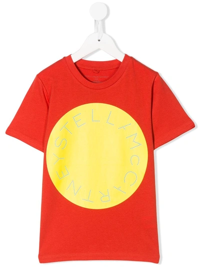 Stella Mccartney Kids' Circle Logo Print T-shirt In Red